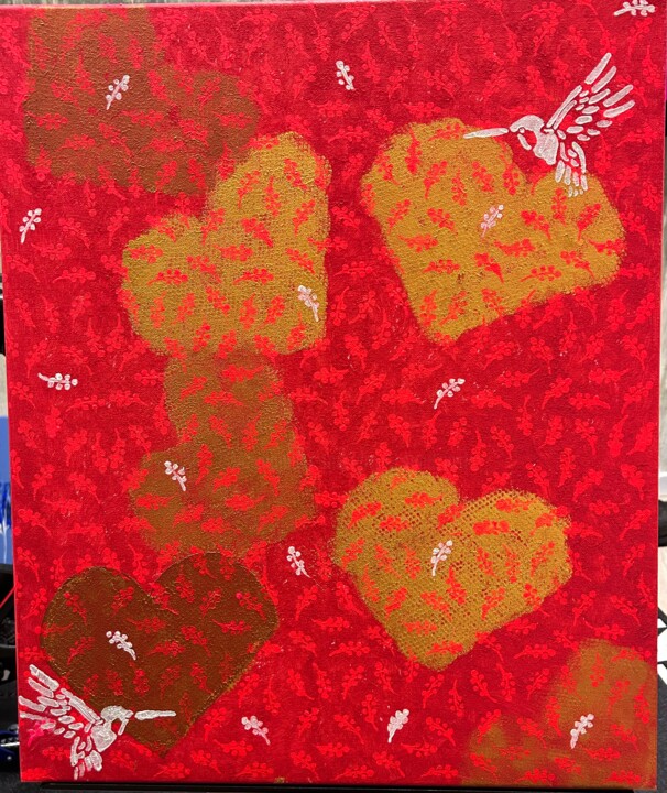 Malerei mit dem Titel "Kolibry" von Oliwia Spadzińska, Original-Kunstwerk, Acryl