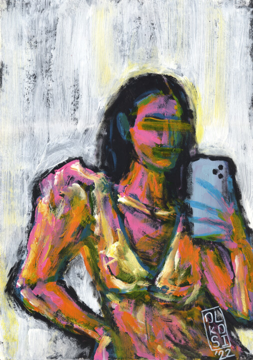 Peinture intitulée "Selfie #5 - Contemp…" par Olkosi, Œuvre d'art originale, Acrylique