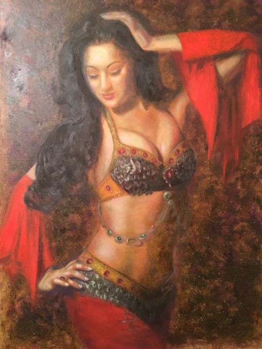 Pittura intitolato "belly-danser" da Olga Metz, Opera d'arte originale, Olio