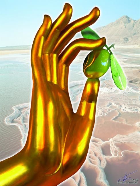 Цифровое искусство под названием "Оливк в золотой руке" - Valdberg, Подлинное произведение искусства