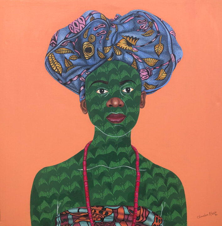 Peinture intitulée "Gèlè 2" par Oluwafemi Afolabi, Œuvre d'art originale, Acrylique
