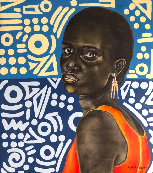 Malerei mit dem Titel "Vague" von Oluwafemi Akanmu, Original-Kunstwerk, Acryl