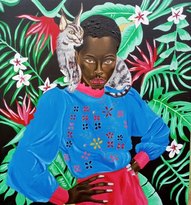 Malarstwo zatytułowany „Furry companion” autorstwa Oluwapelumi Olaosun, Oryginalna praca, Akryl