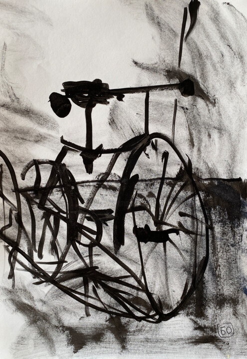 Dessin intitulée "Bicycle" par Olya Borisova, Œuvre d'art originale, Acrylique