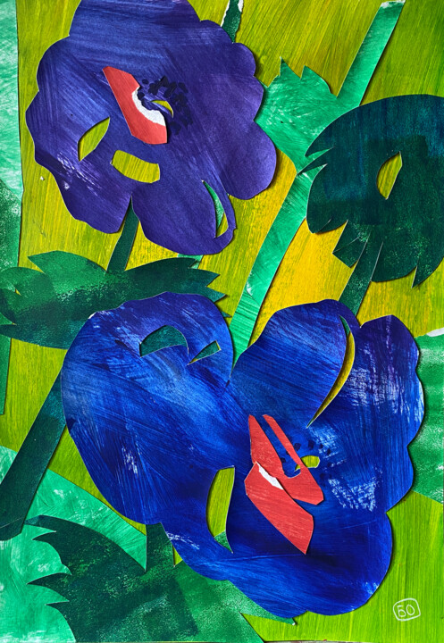 Dessin intitulée "Bright blue" par Olya Borisova, Œuvre d'art originale, Acrylique