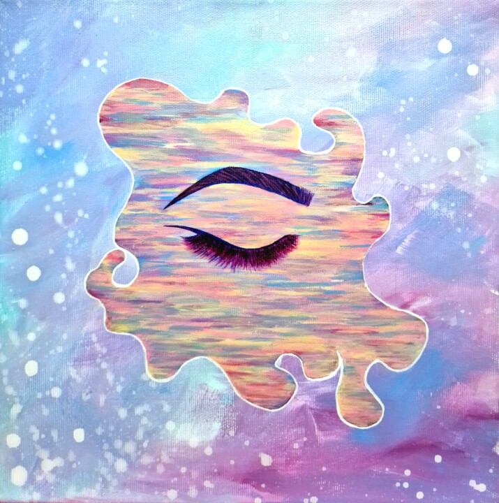 Картина под названием "Dream. Colorful sur…" - Olya Enina, Подлинное произведение искусства, Акрил Установлен на Деревянная…