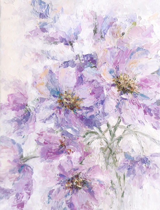 Картина под названием "Lilac flowers. Impr…" - Olya Grigorevykh, Подлинное произведение искусства, Масло