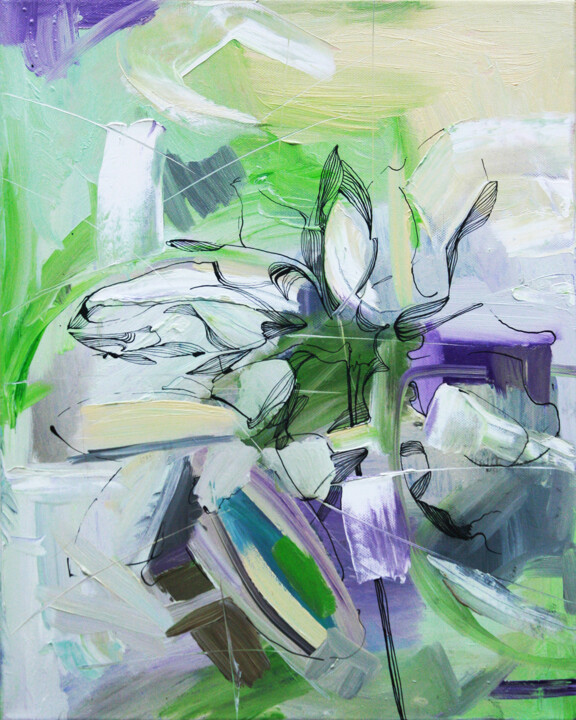 Pintura titulada "Purple lily" por Olya Kartavaya, Obra de arte original, Oleo
