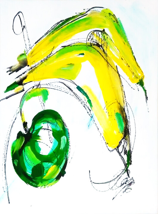 绘画 标题为“Green apple” 由Olya Kartavaya, 原创艺术品, 丙烯