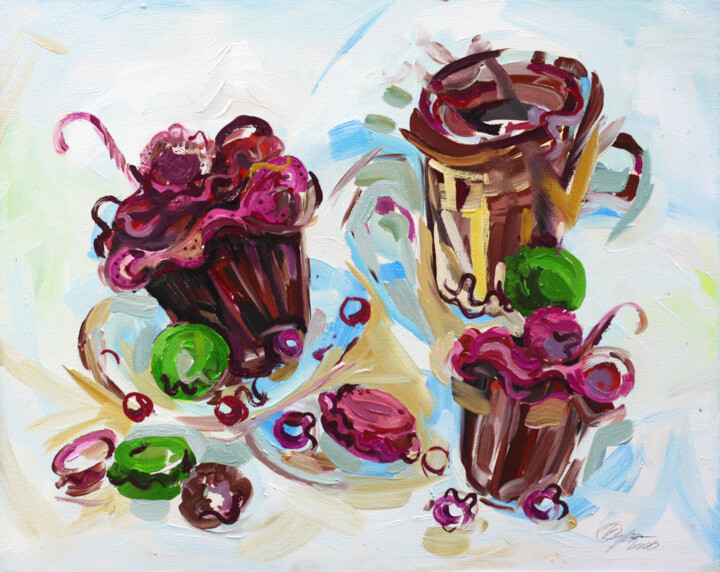 Painting titled "Sweets" by Olya Kartavaya, Original Artwork, Oil