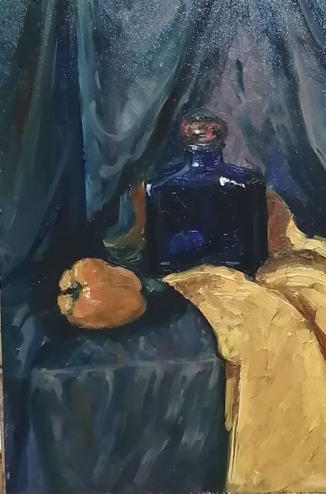 Schilderij getiteld "Stillife" door Olga Vass, Origineel Kunstwerk, Olie