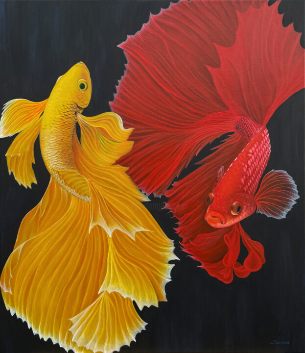 Peinture intitulée "Fish" par Olya Zdorovets, Œuvre d'art originale, Acrylique