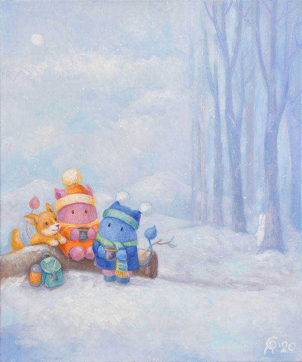 Malarstwo zatytułowany „First Snow” autorstwa Olya Yatsenko, Oryginalna praca, Olej