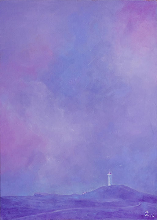 Painting titled "Sky. Lighthouse. Ic…" by Olya Yatsenko, Original Artwork, Oil