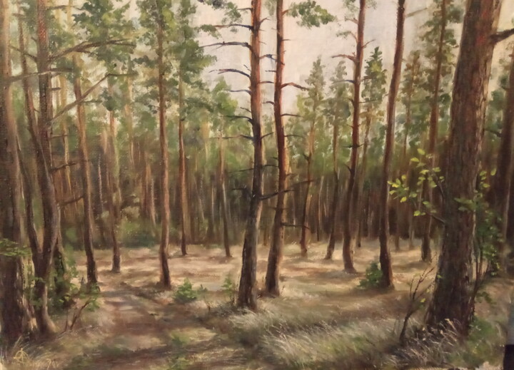 Ζωγραφική με τίτλο "Merkine, forest" από Oleg Ivanishchev, Αυθεντικά έργα τέχνης, Λάδι