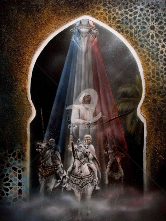 Peinture intitulée "Aux portes du Maroc" par Omar Jebbari, Œuvre d'art originale, Acrylique