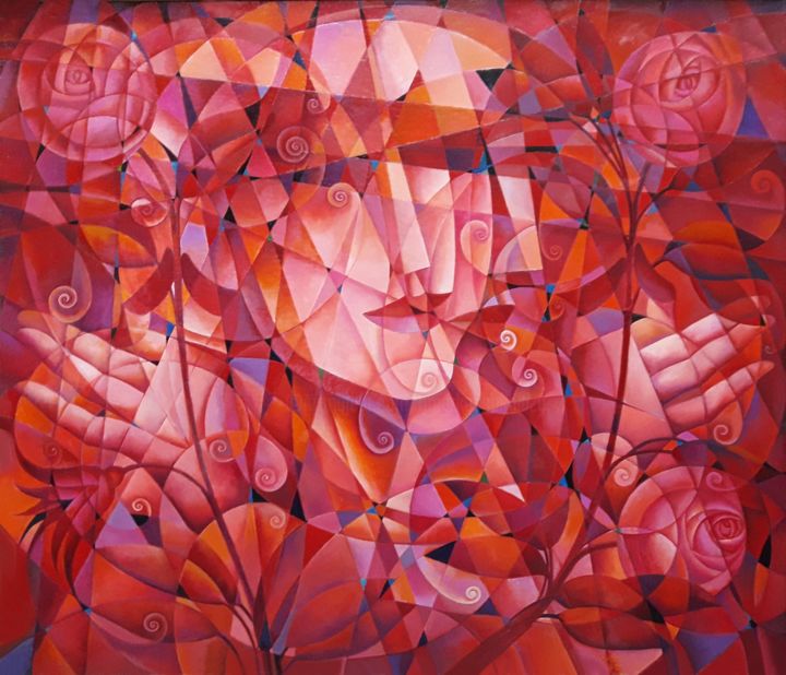 Pittura intitolato "Symbol" da Omar Kuchukhidze, Opera d'arte originale, Olio