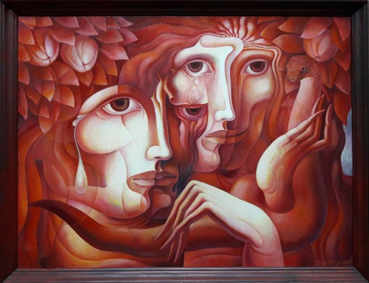 Painting titled "Adam and Eve" by Omar Kuchukhidze, Original Artwork, Oil