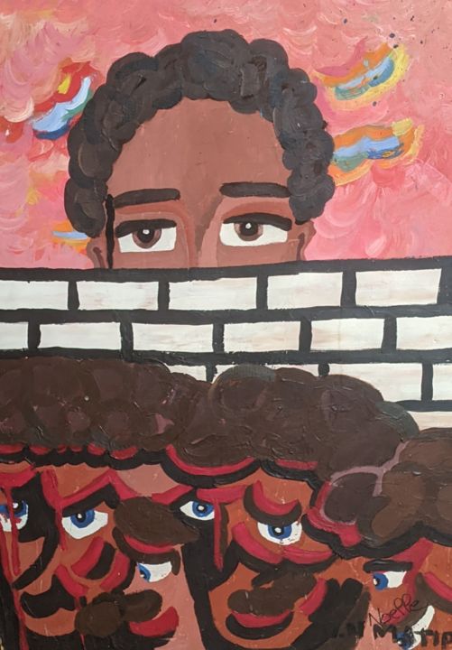 Peinture intitulée "Détresse" par Odette Matip, Œuvre d'art originale, Acrylique