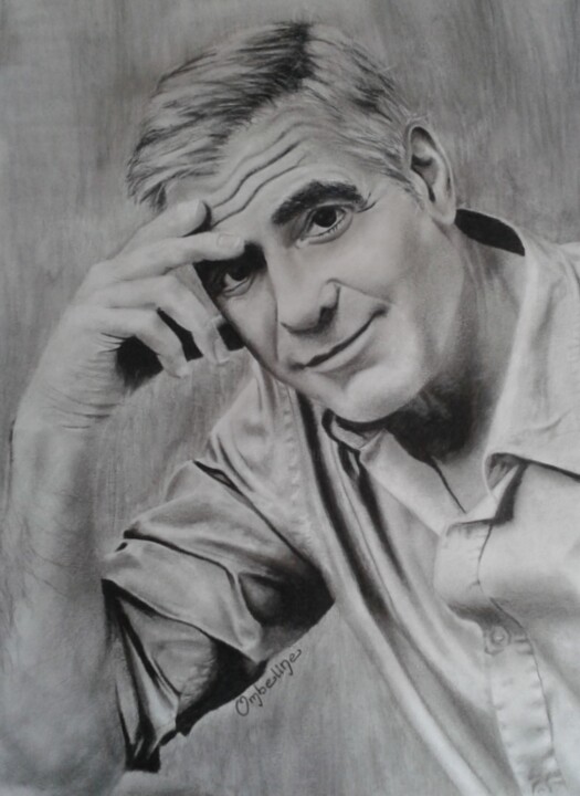 Drawing titled "George Clooney" by Ombeline Le Gall, Original Artwork, Pencil