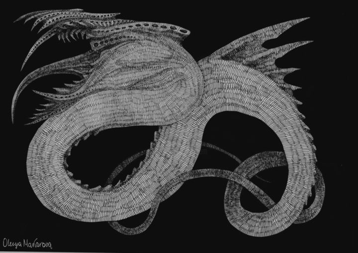 Рисунок под названием "The Dragon" - Olesya Makarova (окукленница/okyklennica/omentin7), Подлинное произведение искусства, М…
