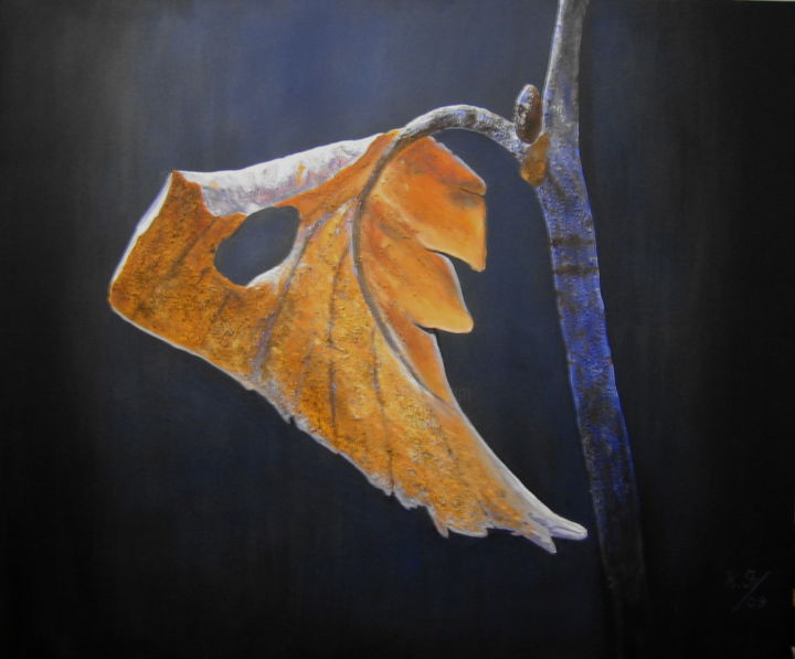 Painting titled "blattrost.jpg" by Rainer Jäckel, Original Art, Acrylic