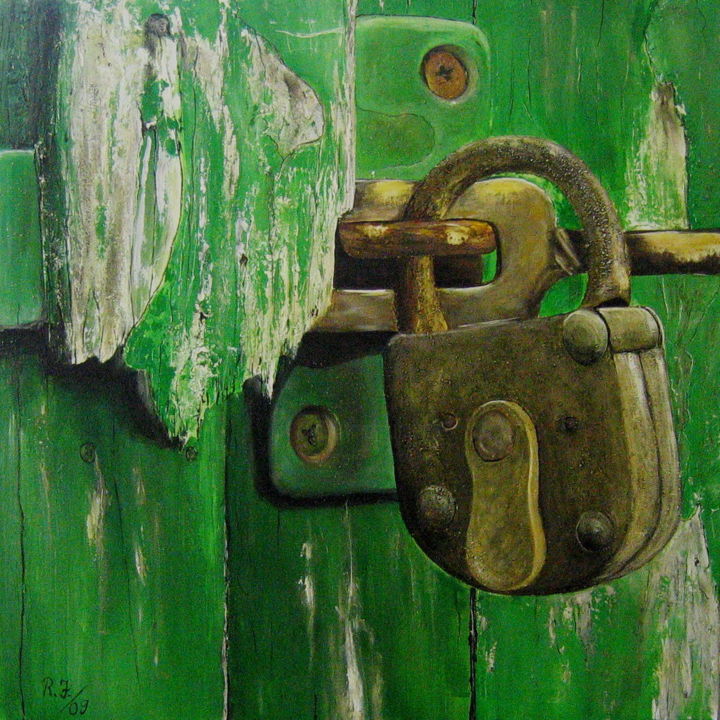 Painting titled "gruenschloss.jpg" by Rainer Jäckel, Original Art, Acrylic