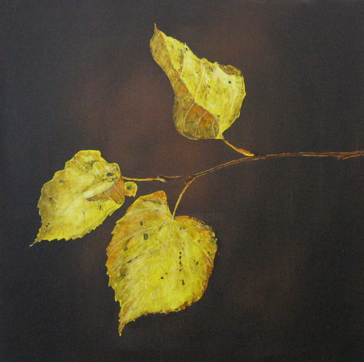 Painting titled "Gelbe Birke" by Rainer Jäckel, Original Art, Acrylic