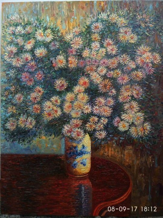 Peinture intitulée "Asters by Claude Mo…" par Daleka Olga, Œuvre d'art originale, Huile