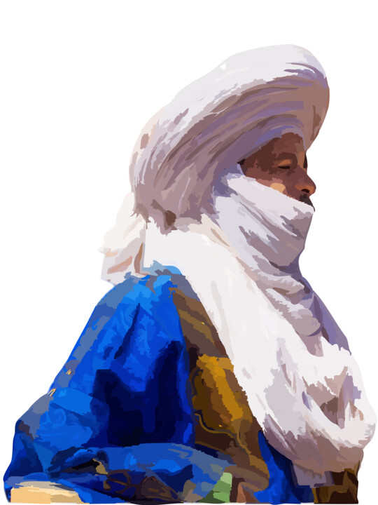 Arte digitale intitolato "Touareg head turban" da Omi Sid, Opera d'arte originale, Fotomontaggio