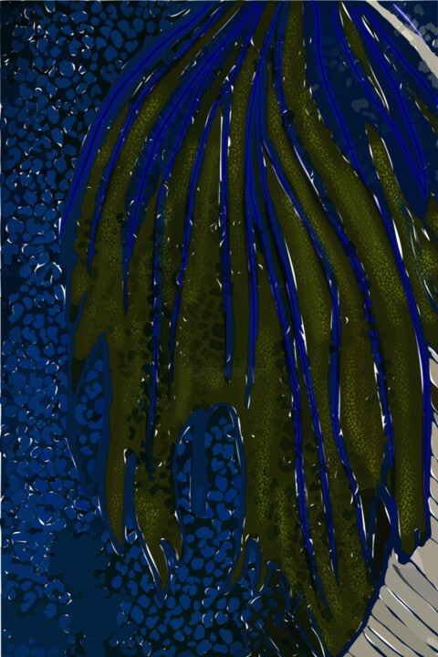 Digital Arts titled "Blue Mustard Betta" by Omi Sid, Original Artwork, Photo Montage