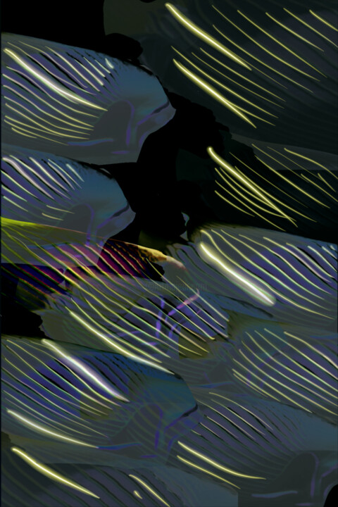Digitale Kunst mit dem Titel "Blue Fish Inspirati…" von Omi Sid, Original-Kunstwerk, Digitale Collage