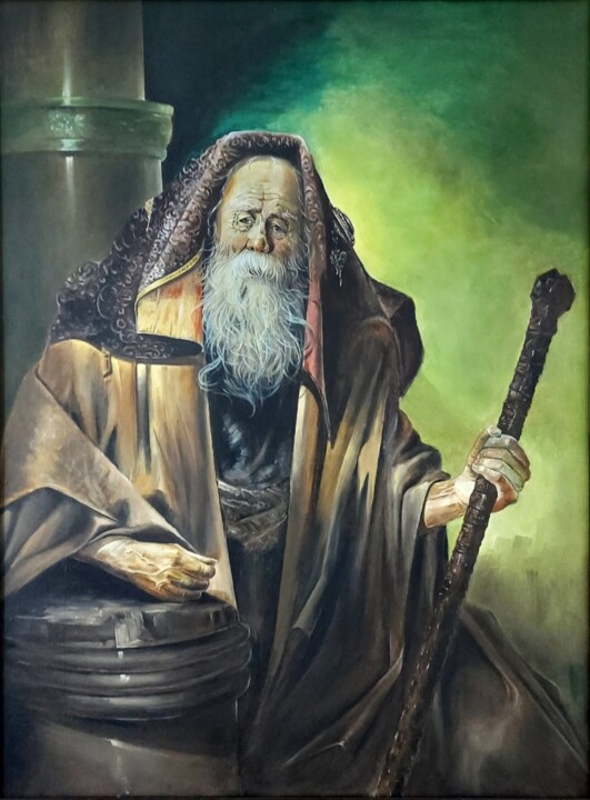 Schilderij getiteld "Prophet Moses" door Omid Lorzadeh, Origineel Kunstwerk, Olie