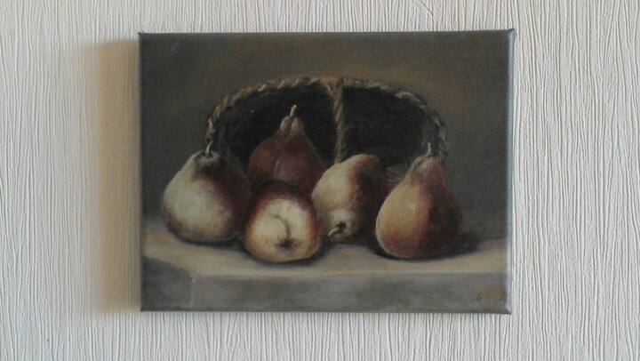 Painting titled "NATURE MORTE AUX PO…" by Omma Filleteau, Original Artwork, Oil