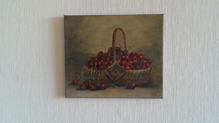 Painting titled "NATURE MORTE AUX CE…" by Omma Filleteau, Original Artwork, Oil