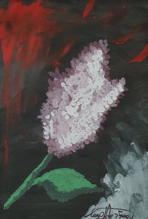 Painting titled "Lilac" by Ommo Saffaretti, Original Artwork, Gouache