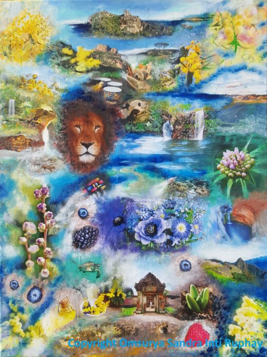 Painting titled "LIONESSE TERRE AMOUR" by Omsurya Sandra Inti Ruphay, Original Artwork, Acrylic