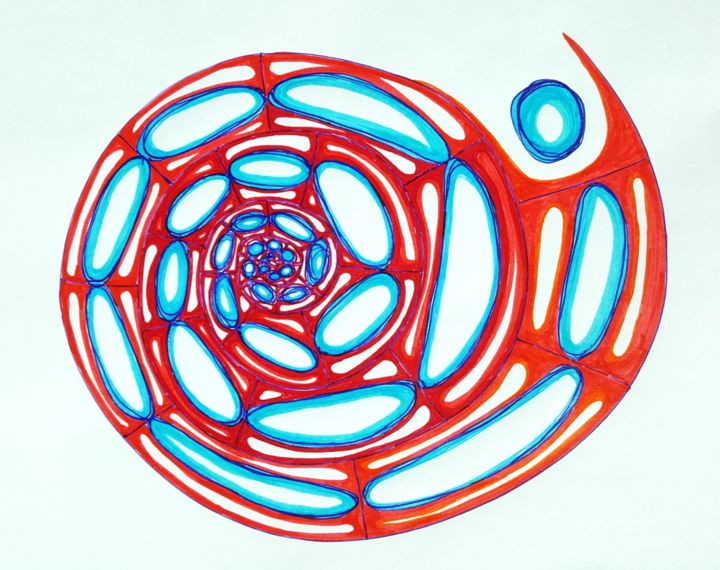 Drawing titled "Spiral Evolution Lo…" by Omsurya Sandra Inti Ruphay, Original Artwork, Marker