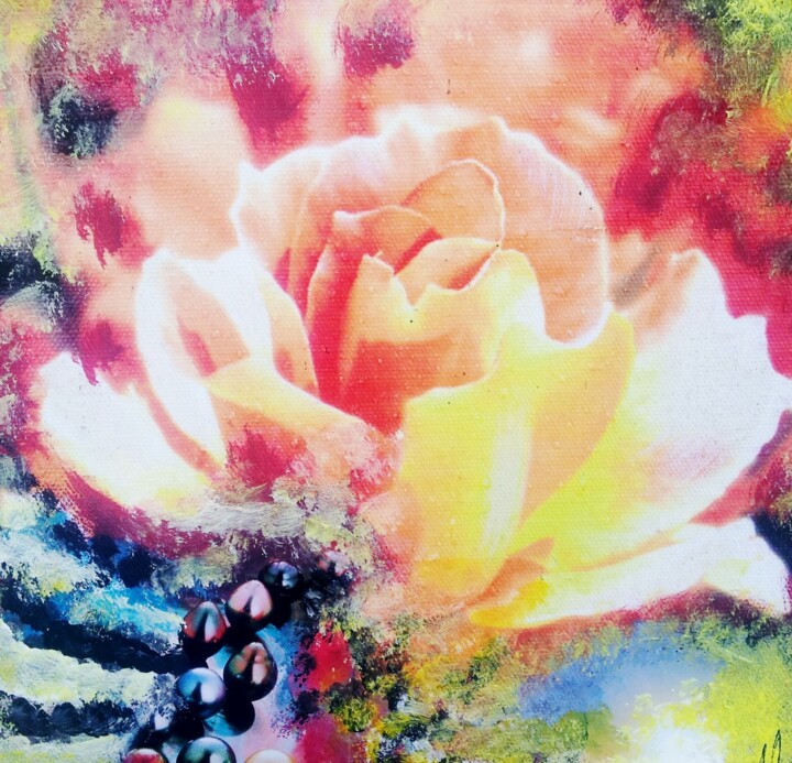 Malerei mit dem Titel "FLEUR D'AMOUR von O…" von Omsurya Sandra Inti Ruphay, Original-Kunstwerk, Acryl