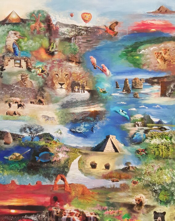 Schilderij getiteld "Kookaburra - La For…" door Omsurya Sandra Inti Ruphay, Origineel Kunstwerk, Acryl