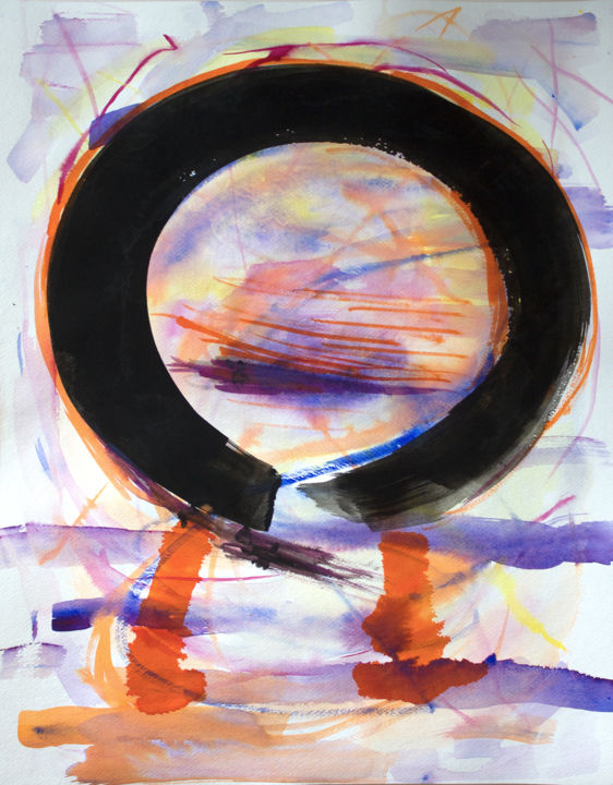 Peinture intitulée "Zen OMEGA" par Ona Lodge, Œuvre d'art originale, Aquarelle