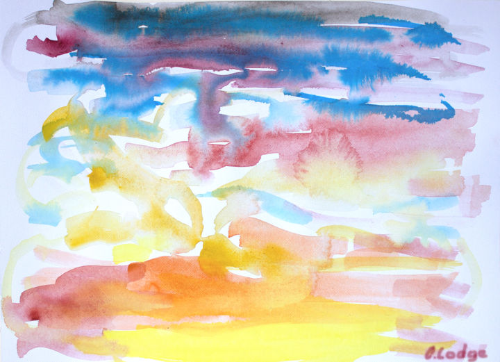 Peinture intitulée "ZEN SUNRISE" par Ona Lodge, Œuvre d'art originale, Aquarelle