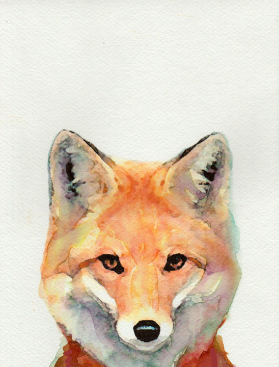 "THE INTELLIGENT FOX" başlıklı Tablo Ona Lodge tarafından, Orijinal sanat, Suluboya