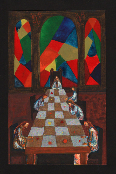 Картина под названием "MAGISTER LUDI" - Ona Lodge, Подлинное произведение искусства, Акварель