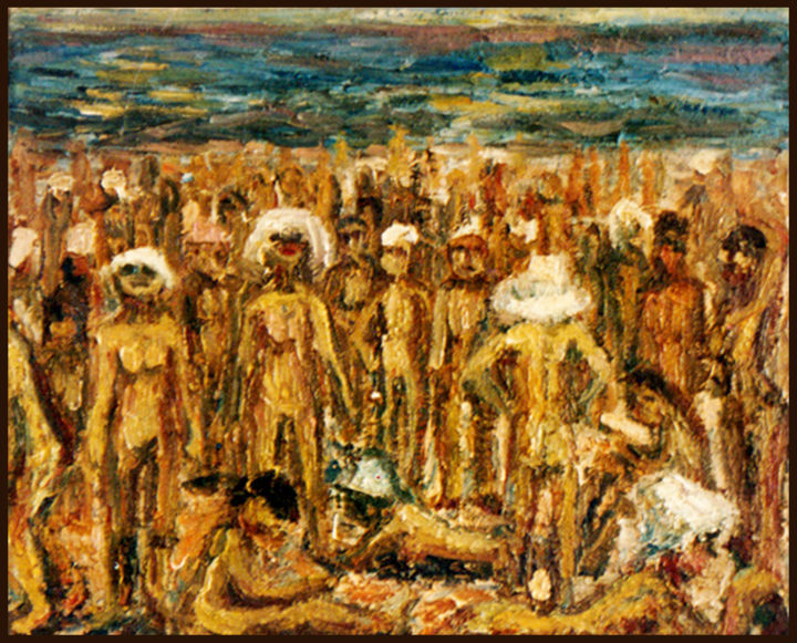 Painting titled "WOMEN'S BEACH" by Ona Lodge, Original Artwork, Oil