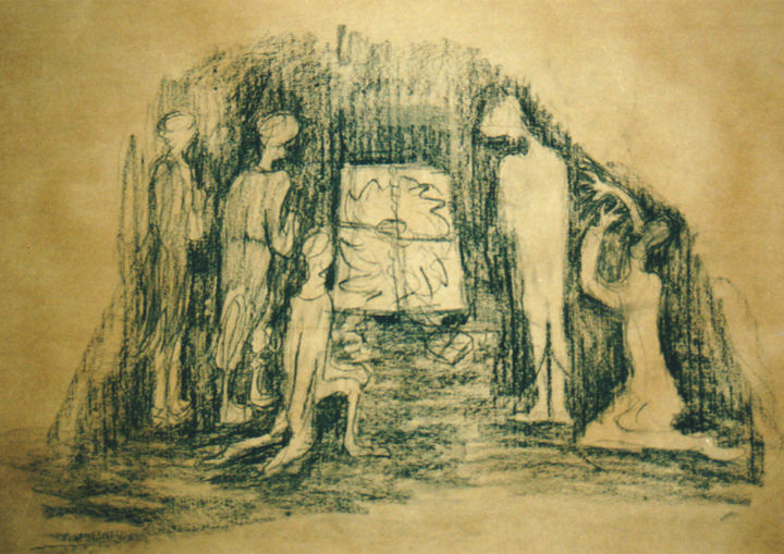 Рисунок под названием "RITUALS" - Ona Lodge, Подлинное произведение искусства, Древесный уголь