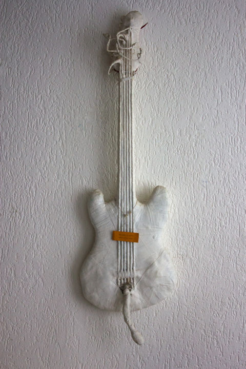 Sculpture titled "THE MUMMY OF FENDER…" by Ona Lodge, Original Artwork, Wood