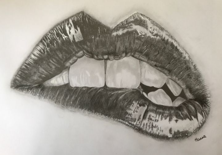 Tekening getiteld "Lippen" door Linx Arts, Origineel Kunstwerk, Grafiet