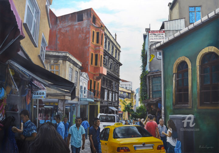 "Istiklal street" başlıklı Tablo Onder Caymaz tarafından, Orijinal sanat, Petrol