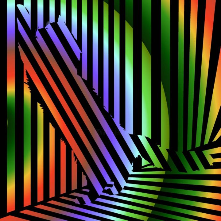 Digital Arts titled "Cat Scratch Op Art" by Jenna Pinker, Original Art, Digital Painting